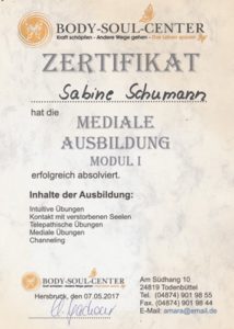 Zertifikat Ausbildung Medium zum Beruf Modul1