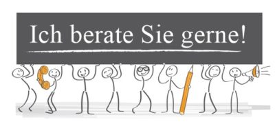 Tafel mit Schriftzug – wir beraten Sie gerne Mediale Beratung